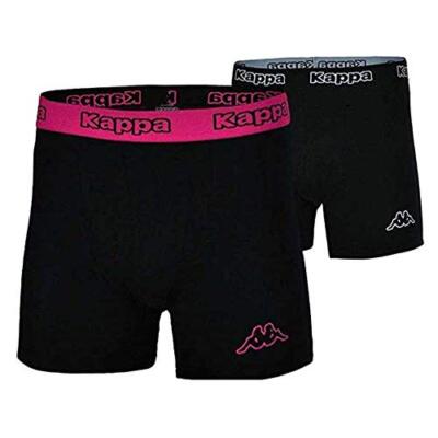 Kappa 4X Logo Boxer Short Herren Boxershorts 4 Stück Schwarz/Fuchsia, Grösse:S