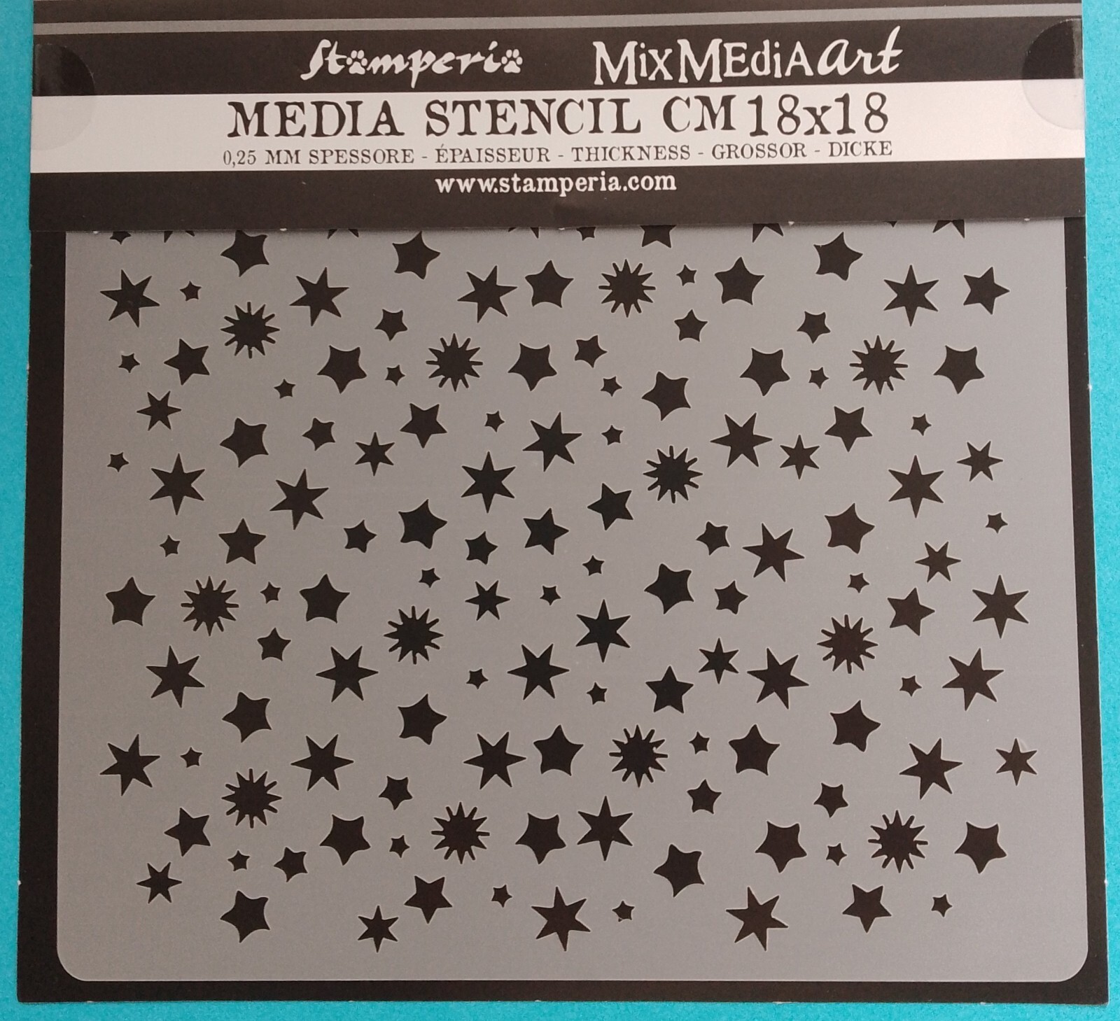 Stars & starbursts STAMPERIA  KSTDQ112  mix media STENCIL MASK Template 18X18CM