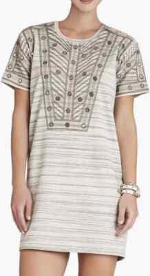 Robe Cocktail BCBG MAX AZRIA à Manches Courtes - Broderie Et Paillettes, Multicolore - Taille M, Neuve Avec étiquettes