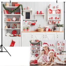 7x5ft Christmas Kitchen Photography Backdrops Retro Photobooth Decor Photo St...