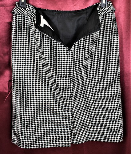 JM COLLECTION Lined Knee Career Pencil Skirt Black White Plaid 8P - Picture 3 of 5