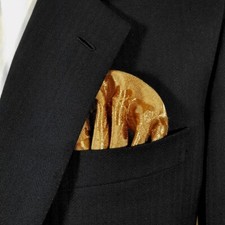 NEW - Men's Dark Gold Jacquard Pre-Folded Pocket Square Insert