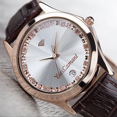 YVES CAMANI GOLDEN TWINKLE ROSEGOLD PLATTIERT Uhr mit 12 SWAROVSKI KRISTALLEN