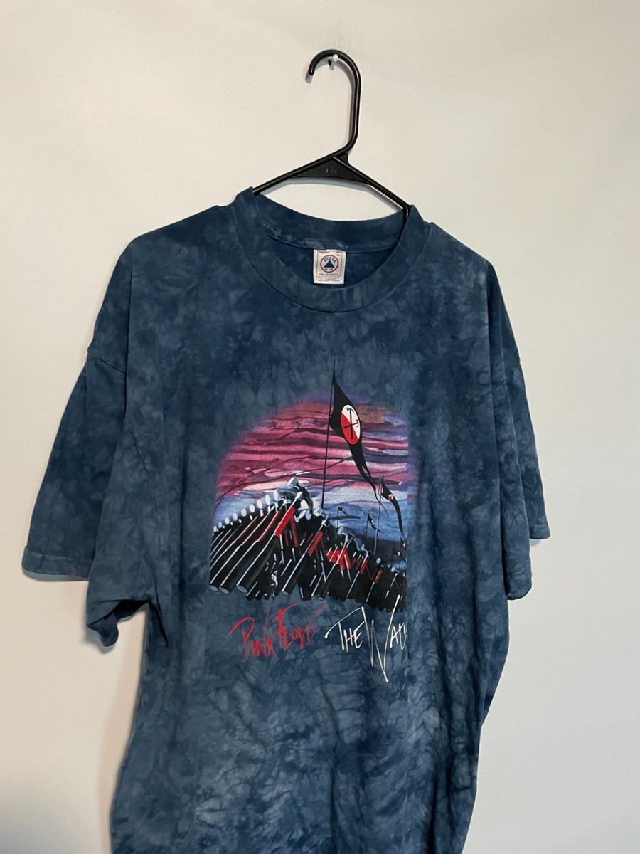 Pink Floyd Shirt Mens XL Blue Tie Dye Vintage 90s The Wall Rock