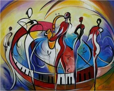 Modern Hand Painted Oil Painting Abstract Music Figures Repro Wall Art Home Deco