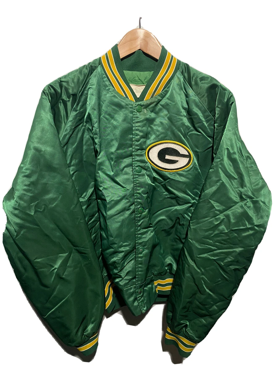 Vintage Green Bay Packers Chalk Line Satin Button Jacket Size XL