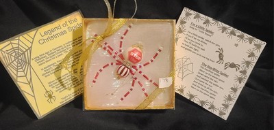 Holiday Christmas Spider Ornament with legend  #178 Santa Stop Here 