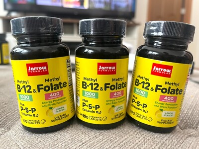 X3 Jarrow Formulas, Methyl B-12 & Methyl Folate, Lemon, 300 Chewable Tablets