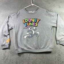 Looney Tunes Sweatshirt Juniors XL 15-17  Gray Sweater Bugs Bunny Daffy Duck