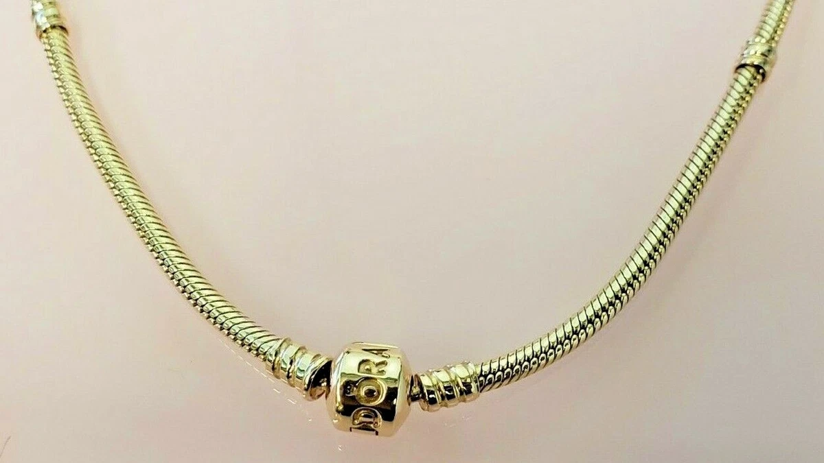 PANDORA | 14K GOLD CHARM NECKLACE ✪NEW✪ 550703-45 17.8 RARE RETIRED 585 ALE  USA