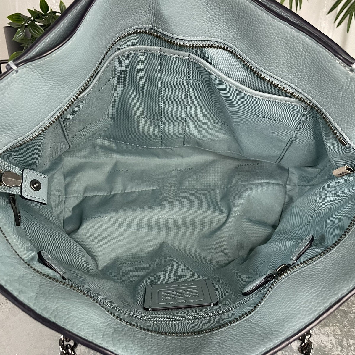 Coach Turnlock Chain Tote 27 57107 Chambray Blue | eBay