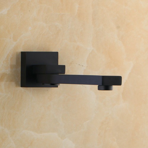 Wall Mounted Matte Black Bathroom Vessel Bath Tub Basin Mixer Taps Brass Faucet - Picture 4 of 5