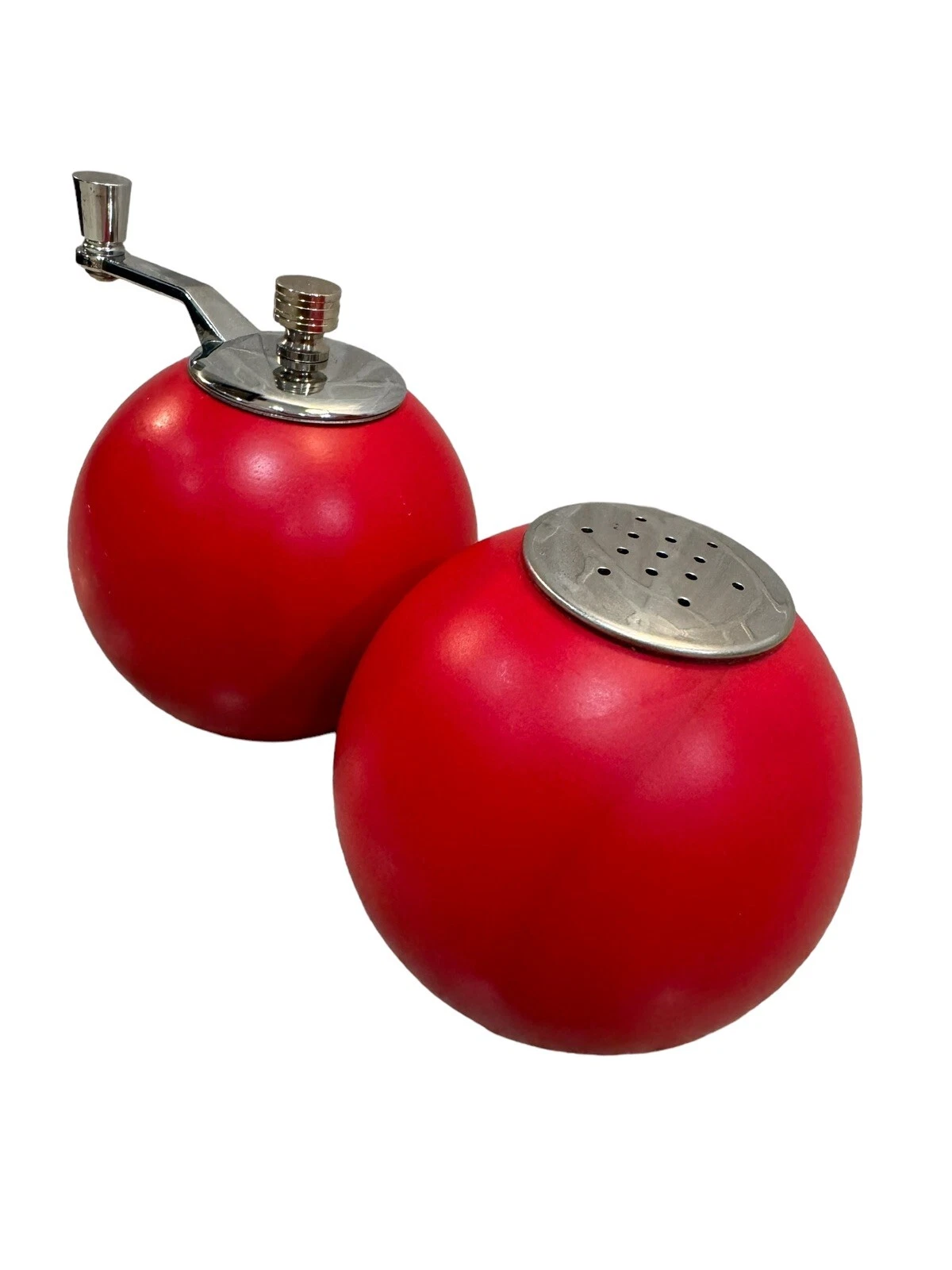 Vintage Holar Round Ball Saltshaker Pepper Grinder Mid Century Modern 3.5" Set