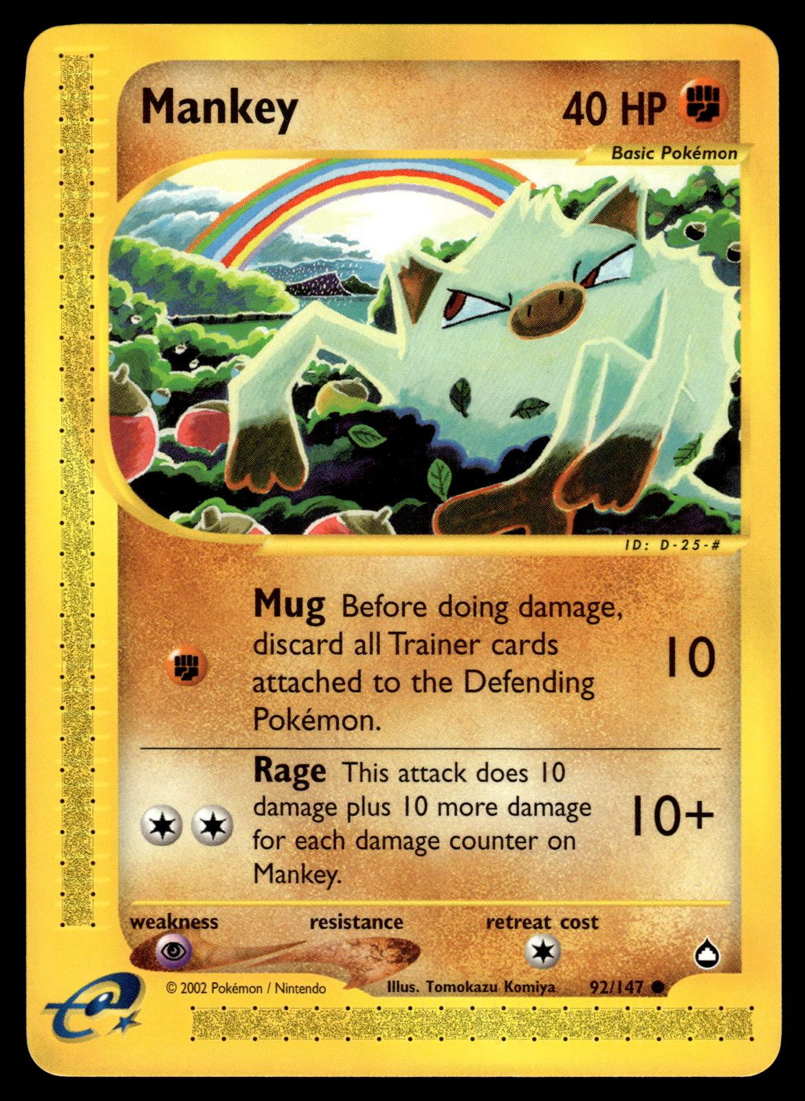 Mankey #092/147 Aquapolis Pokemon Near Mint or Better