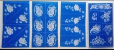 Armour Set of 4 Rub n Etch Glass Etching Stencils Flowers Roses Vintage Floral