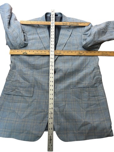 Paul Fredrick Sport Coat Jacket Blue Glen Plaid 2 Button SILK Wool Men's 44R - Picture 6 of 9