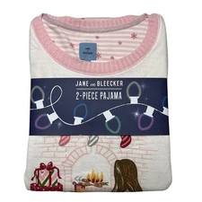 Jane And Bleecker Pajama Set Womens XL Holiday Pink Striped Christmas Fleece