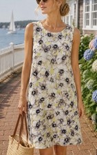 J. Jill Love Linen Floral Shift Dress Size XL Sleeveless Sundress