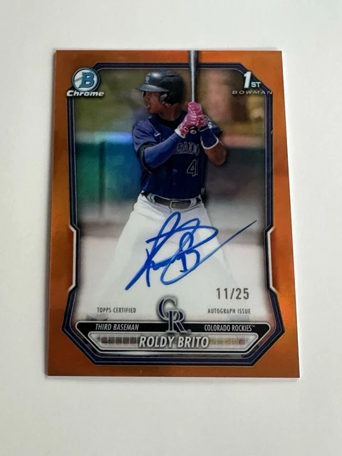2016 Bowman True Orange Auto Roldy Brito #11/25 Rockies