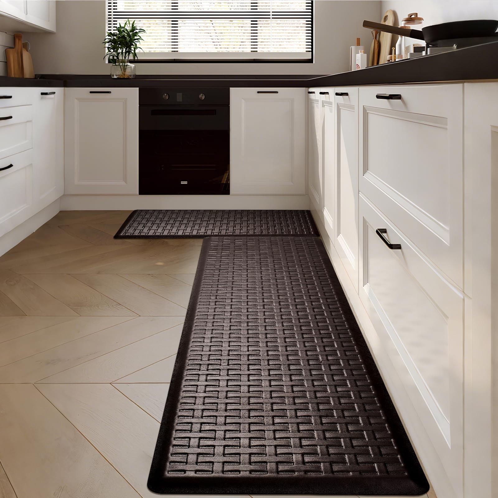 2PCS Kitchen Rugs, Cushioned Anti Fatigue Kitchen Mats for Floor, Waterproof ...