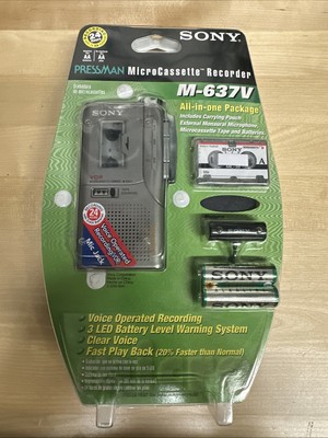Vintage 2001 SONY PRESSMAN Micro Cassette Recorder Model M-637V NEW Package Rare