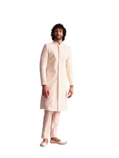 VASTRAMAY Men's Cream Georgette Sherwani Set For Formal Events