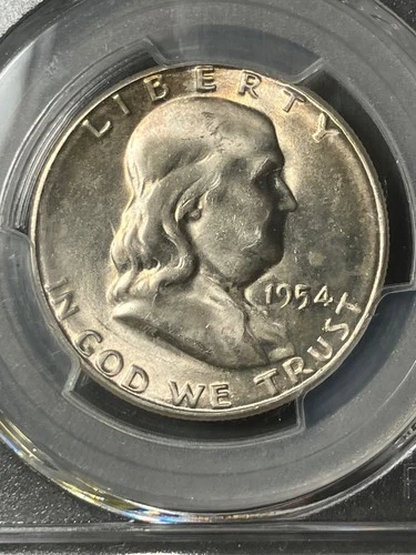 Borderline Gem 1954-S MS64 Franklin Half PCGS 83753294 Bright!