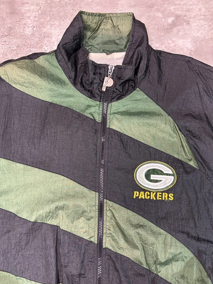 Chaqueta de Colección Años 90 Green Bay Packers NFL Bordada Cremallera Completa Talla Grande Foto 4 de 4
