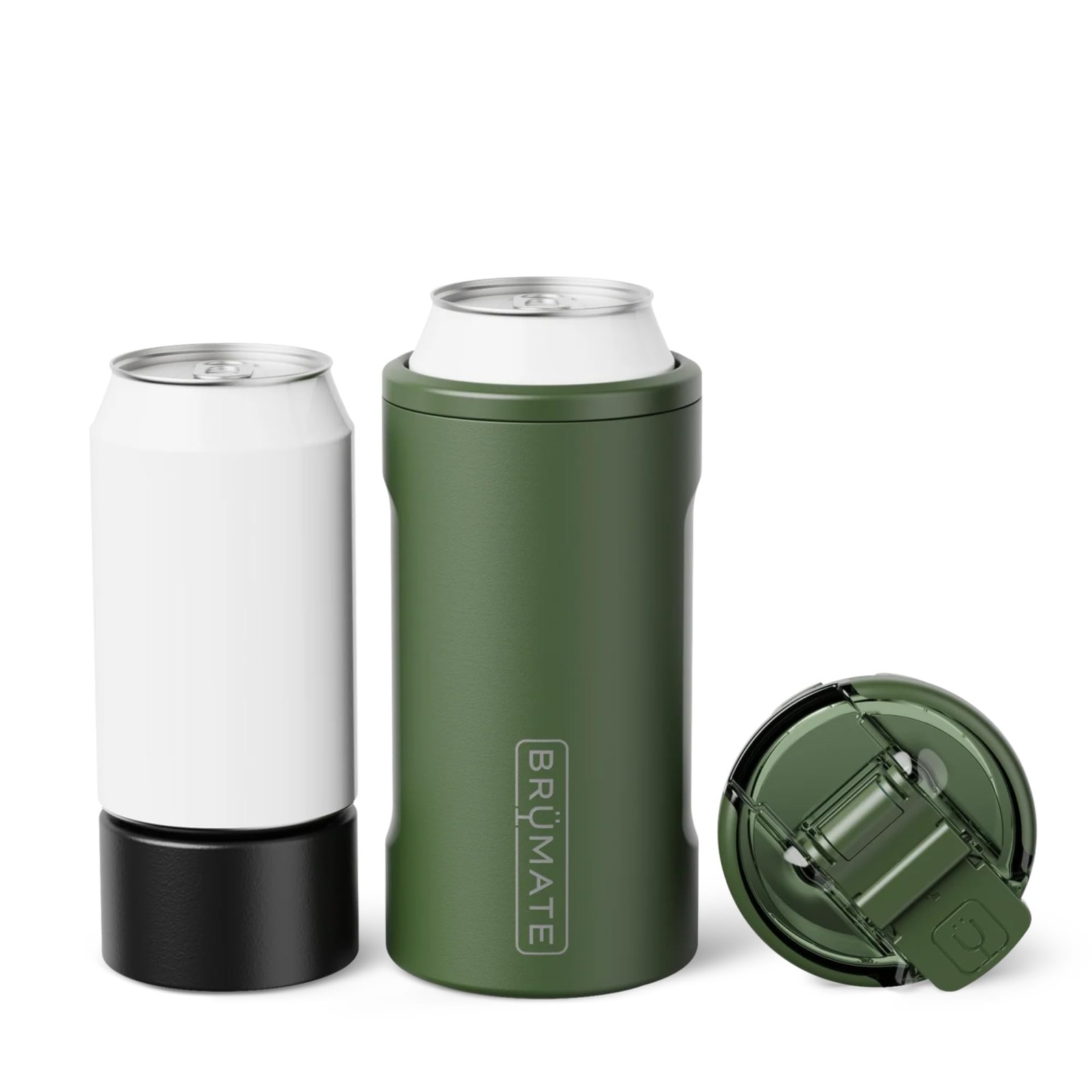BrüMate Hopsulator Trio 3-in-1 Insulated Can Cooler for 12oz / 16oz, OD Green