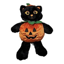 BUILD A BEAR Midnight Sparkle Kitty Black Cat GITD Eyes Pumpkin Costume NIB
