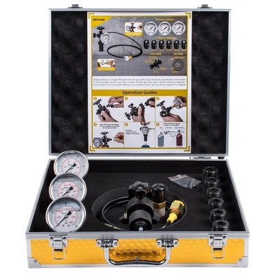 Hydraulic Nitrogen Accumulator Charging Kit with 3 Gauges