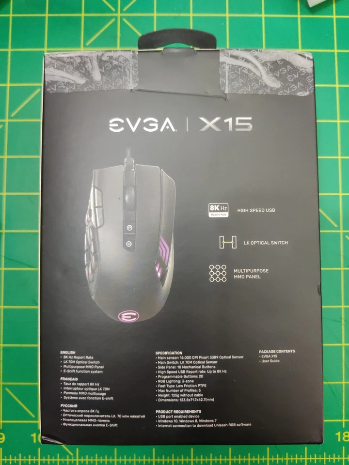 WIRED EVGA X15 MMO Ergonomic Gaming Mouse 8k 16,000DPI 20Button 904-W1-15BK-KR - Image 2 of 3