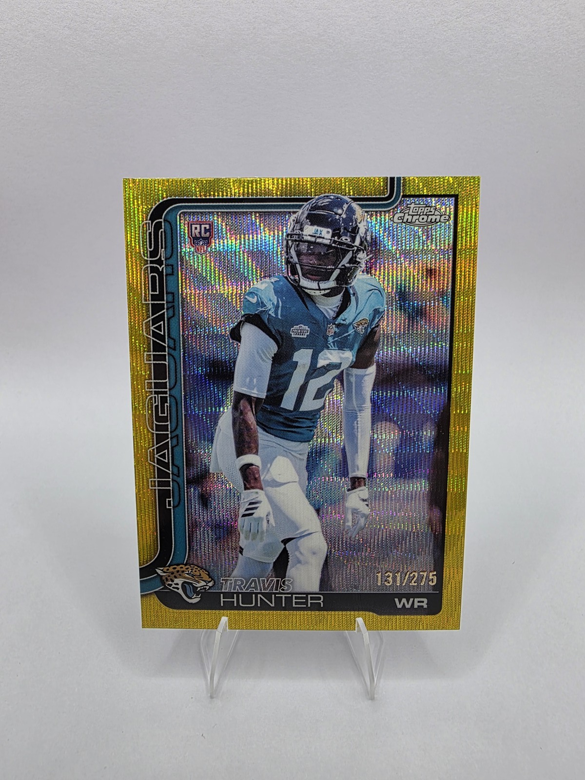 2025 Topps Chrome #332 Travis Hunter Yellow Wave Reffractor /275