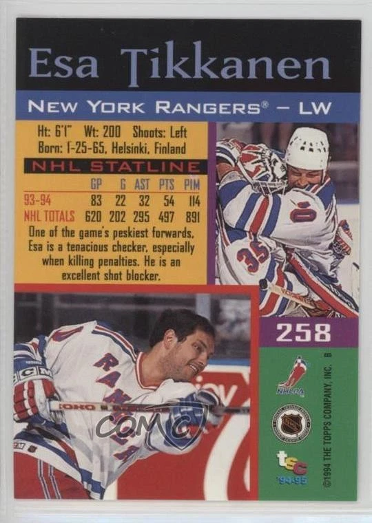 1994-95 Topps Stadium Club Members Only Esa Tikkanen #258 - Image 2 of 2