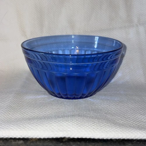 Hazel Atlas Depression Glass Aurora Cobalt 4 1/2” Deep Oatmeal Bowl Late 1930’s