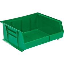 Green Plastic Stacking Bin 16-1/2 x 14-3/4 x 7 Lot of 6
