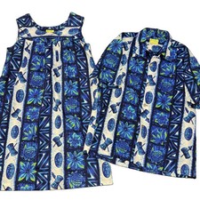 True Vintage 1960s UI-MAIKAI Hawaiian HoneyMoon Set MuuMuu Dress Aloha Shirt