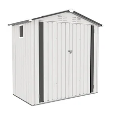 Metal Shed 6x3.5ft, Peaked Roof, Waterproof w/Window & Lock for Garden Storage