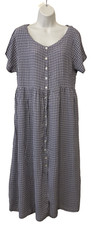 Dorothy Perkins UK 14 Navy/White check Button front Maternity Dress/Back ties