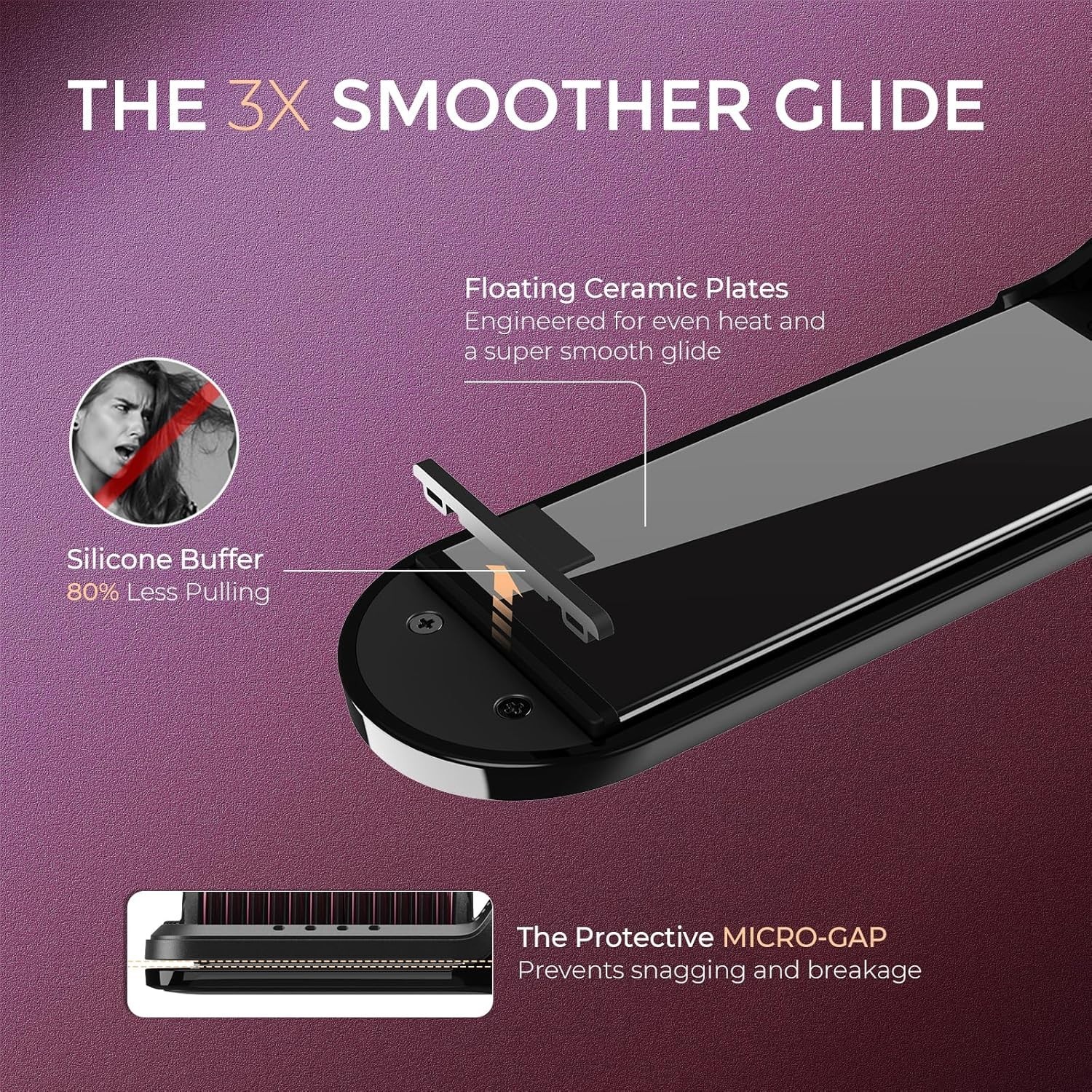 Flat Iron Hair Straightener Brush 2 in 1, 200M Ions Hair Straighteners for Women