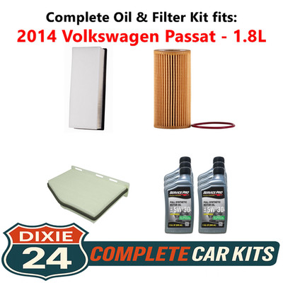 2014 Volkswagen Passat 1.8L Complete Oil, Air & Cabin Filter Kit (5W-30)