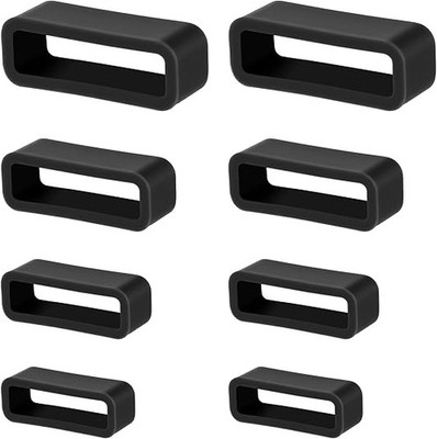 1-10 x Keeper (Schlaufen) für Kautschuk Uhrenarmbänder, 12-26mm Schwarz