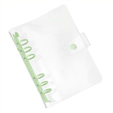 Soft A6 Clear Binder Cover with Snap Button Closure 6 Ring, Green