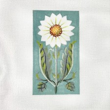 Hand painted HP Needlepoint Canvas Melissa Shirley white sunflower EGC 3x6 18ct