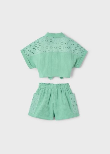 New Mayoral Mint Green Muslin Cotton 2 pc short set, girls 4,NWT - Picture 2 of 4