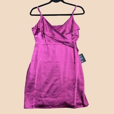Lulus Satin Wrap Slip Dress Women Size Medium Pink Cocktail Holiday NYE NEW