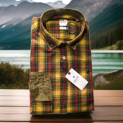Pure Langarm Hemd  Gr. XL 43/44 Button-Down Kragen Rost Kariert SLIM FIT - Bild 1 von 4