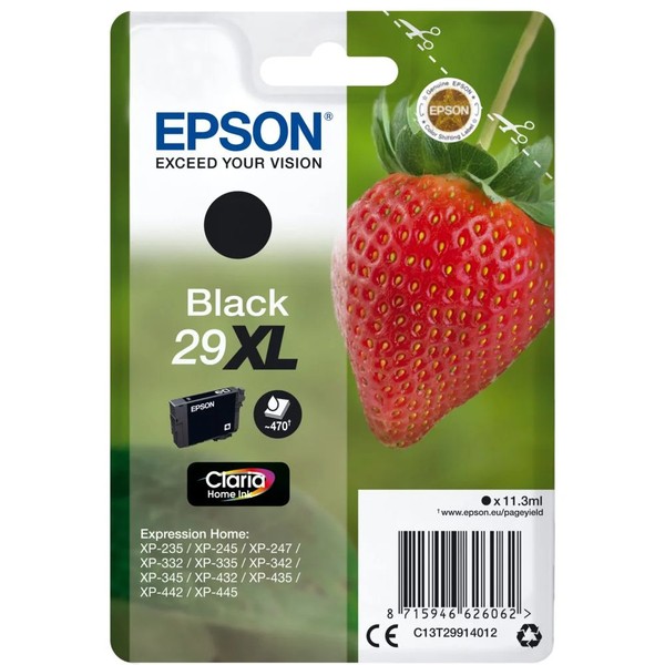 Epson XP332 XP455 Erdbeere Original Tintenpatrone Schwarz (C13T29914012)-image
