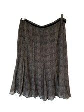Jones New York Skirt Women 14P Black White Silk Houndstooth ALine Vintage Petite