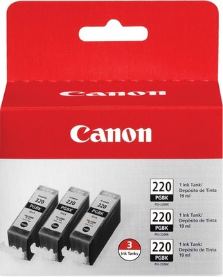 New Genuine Canon PGI-220 Black 3PK Ink Cartridges PIXMA MP620, MP620B, MP640
